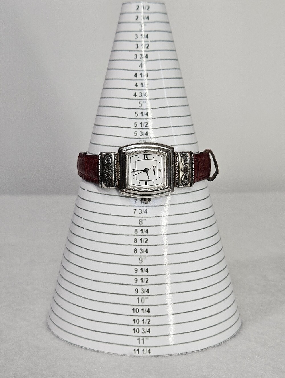 Brighton 5-7" Watch Vintage Reversible Black Red Leather Silver Plated Waterford - Picture 9 of 9